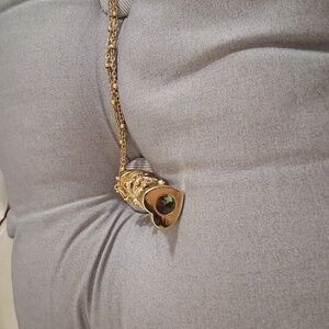 Gold Small Decorative Heart Kalidescope Pendant With Necklace.